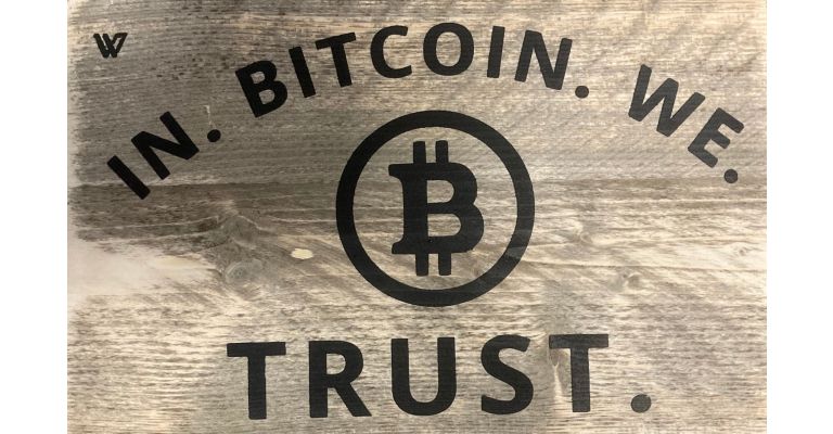 Tekstbord In Bitcoin We Trust