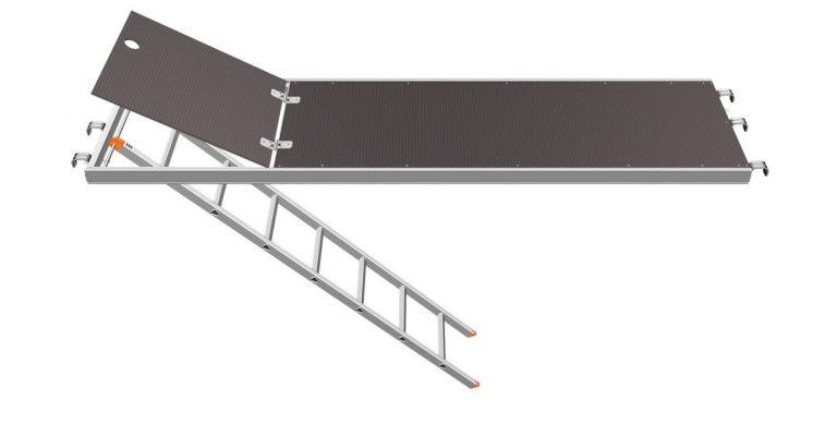 Layher AR Robuust passagevlonder met ladder 2,57x0,61m. gebr