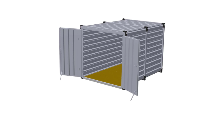 Materiaalcontainer 2,25m dubbele deuren korte zijde