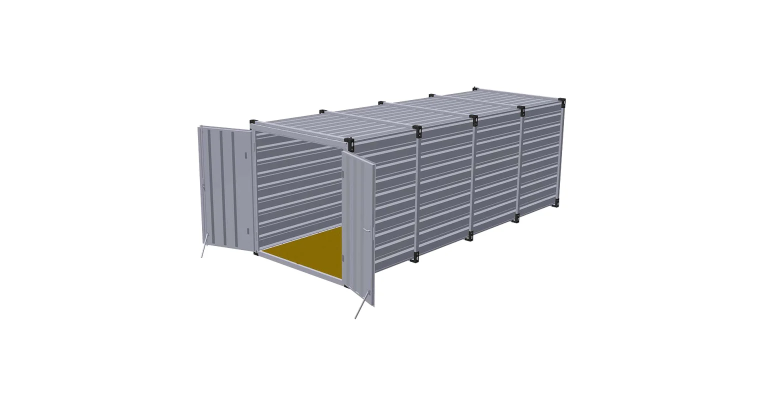Materiaalcontainer 6 m dubbele deuren korte zijde