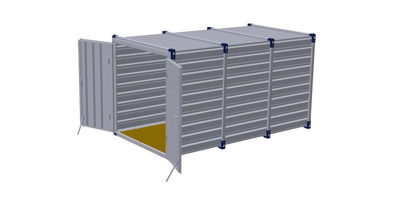 Materiaalcontainer 4 m dubbele deuren korte zijde