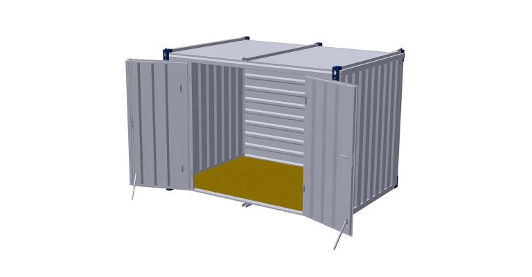 Materiaalcontainer 3 m dubbele deuren lange zijde