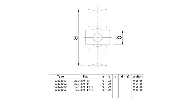 Koppelstuk inwendig 26,9 mm ZWART