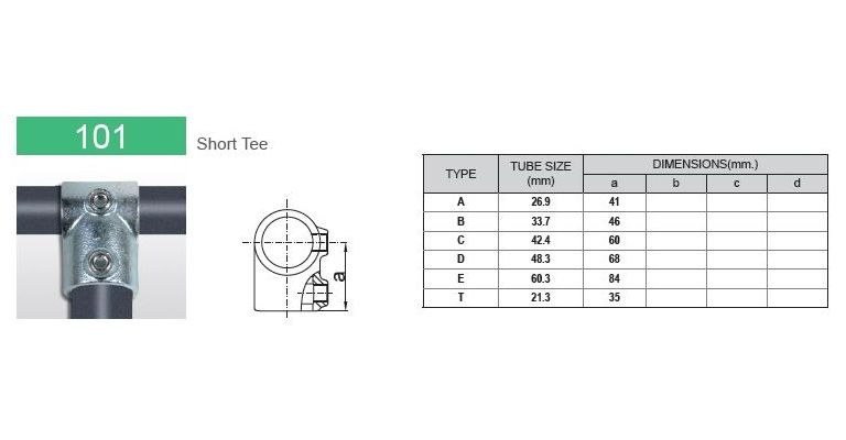 Kort T stuk 42.4 mm