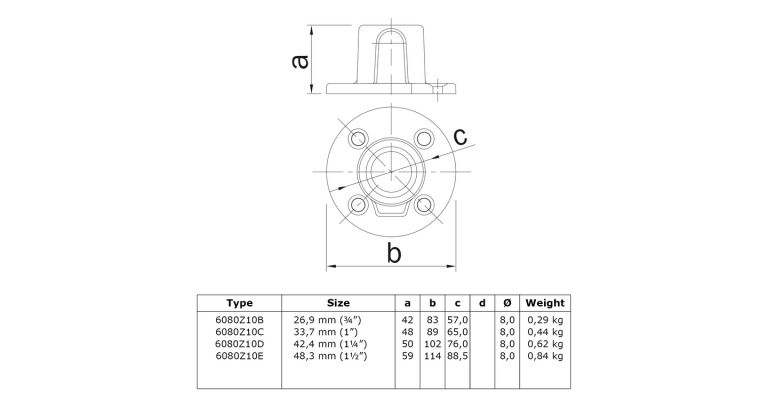 Voetplaat 26.9 mm ZWART