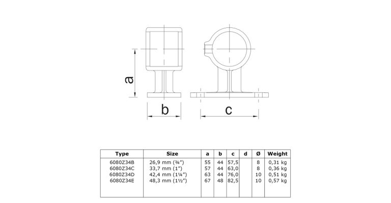 Afstandsklem 48.3 mm ZWART