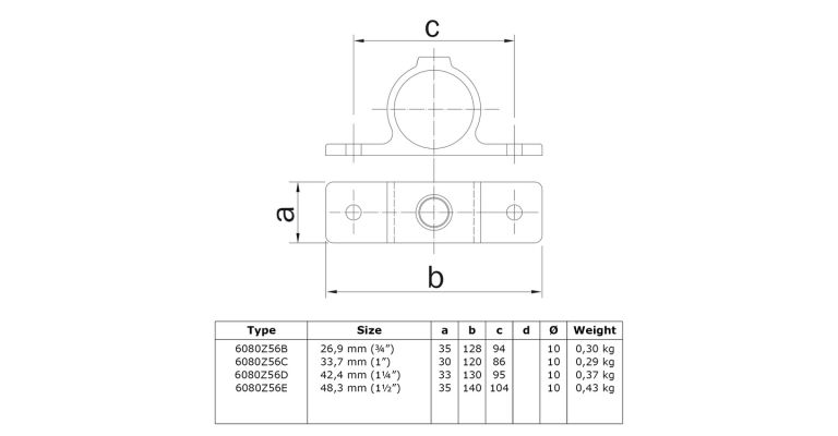 Klemring plaatmontage dubbel 33.7 mm ZWART