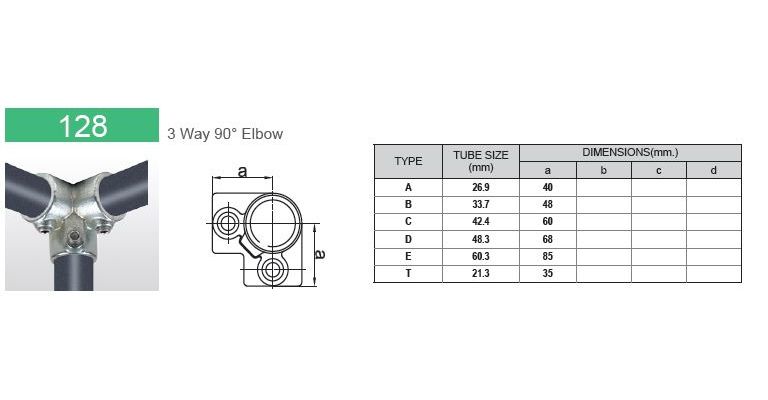 3-weg 90 graden hoekklem 48.3 mm