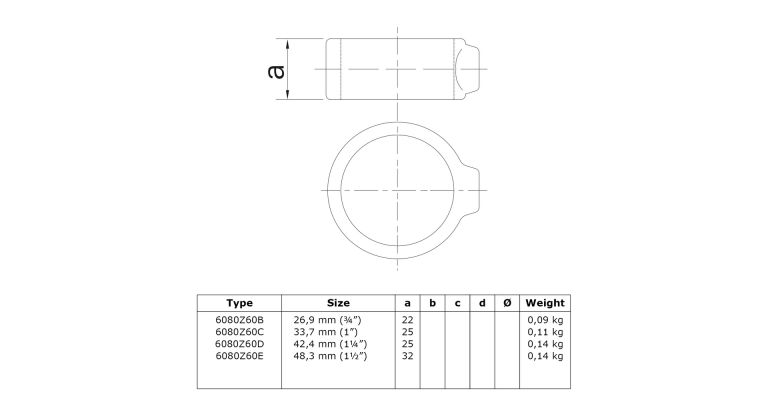 klem-/borgring 42.4 mm ZWART