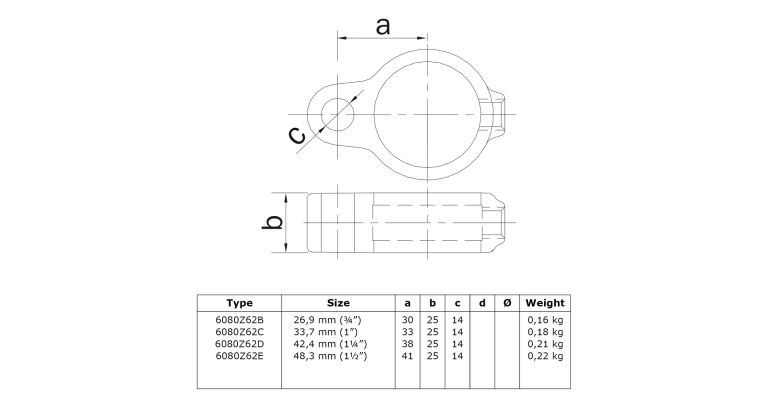 klemring hekscharnier V 33.7 mm ZWART