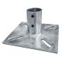 Voetplaat staal verz.200×200 met huls voor buispaal 60,3 mm