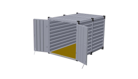 Materiaalcontainer 2,25m dubbele deuren korte zijde