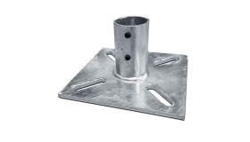 Voetplaat staal verz.200×200 met huls voor buispaal 60,3 mm